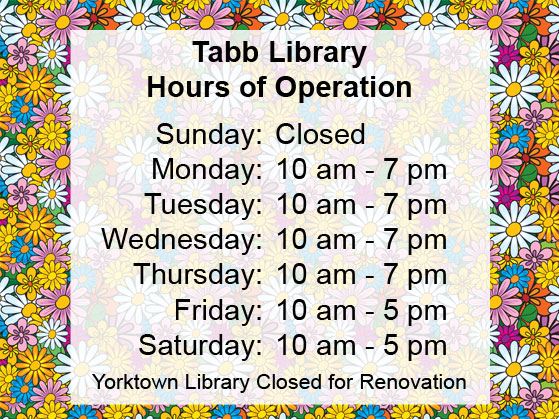 Tabb Library Hours of Operation